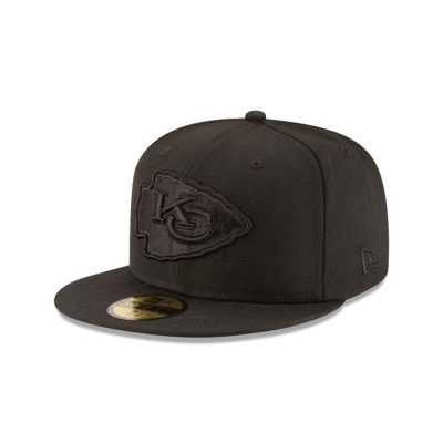 Black Kansas City Chiefs Hat - New Era NFL Black On Black 59FIFTY Fitted Caps USA8317250